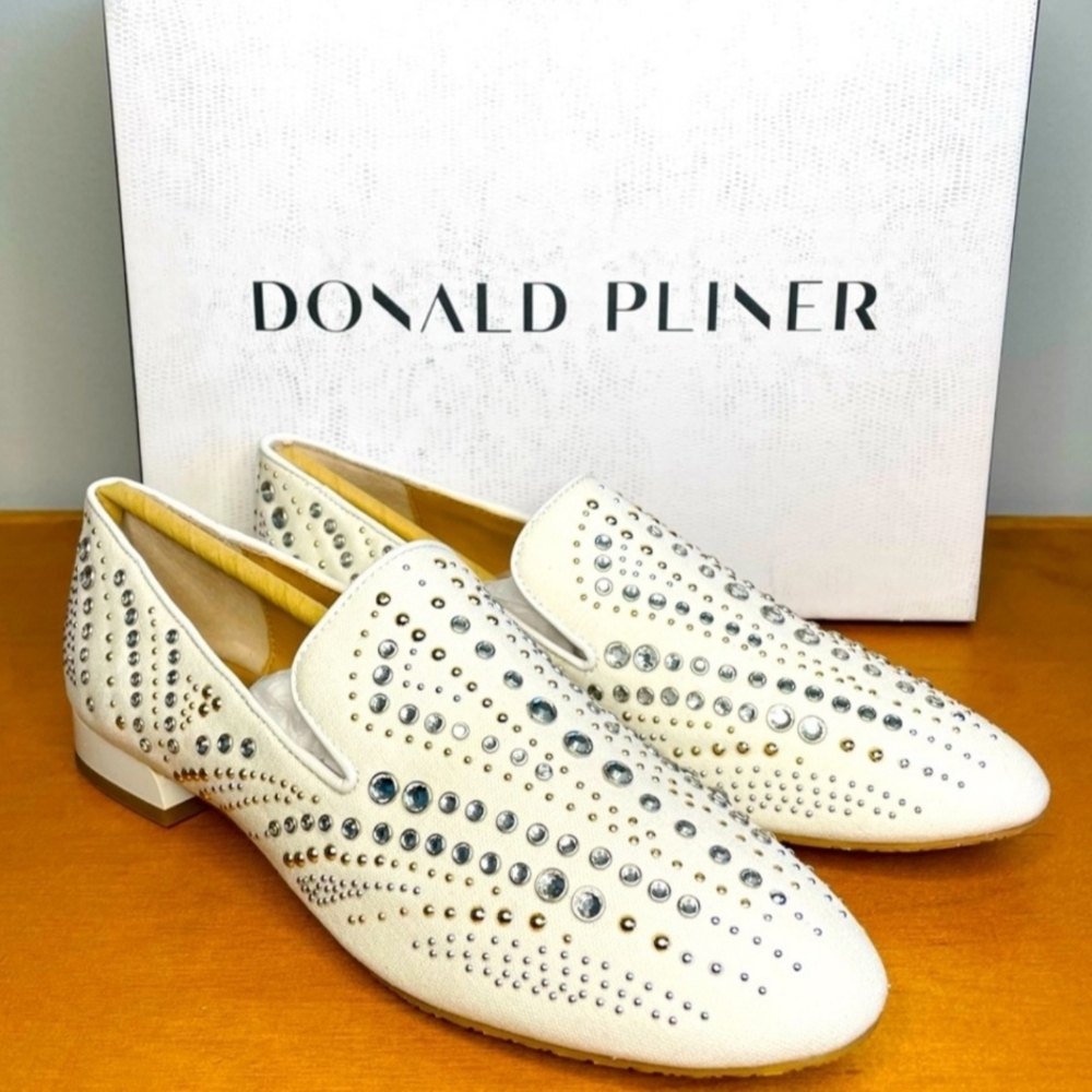 Donald J. Pliner White Studded Loafers